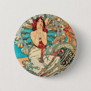 Alphonse Mucha Monaco, Monte-Carlo, 1897 2 Inch Round Button