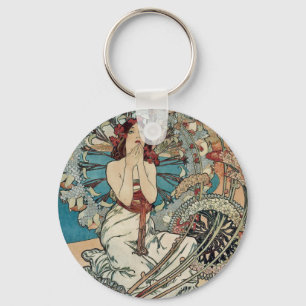 Alphonse Mucha  ~ Monaco Monte Carlo Art Nouveau Keychain