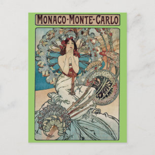 Alphonse Mucha  ~ Monaco Monte Carlo Art Nouveau Postcard