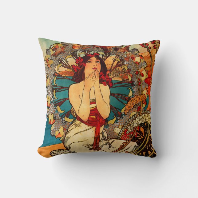 Alphonse Mucha Monte Carlo Pillow (Front)