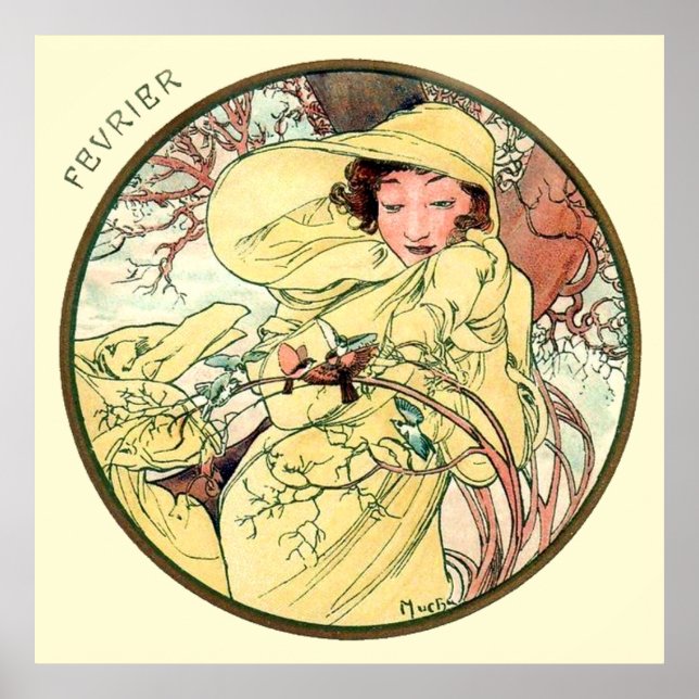Alphonse Mucha Month Of February Poster (Front)