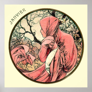 Alphonse Mucha Month Of January Poster