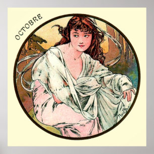 Alphonse Mucha Month Of October Poster