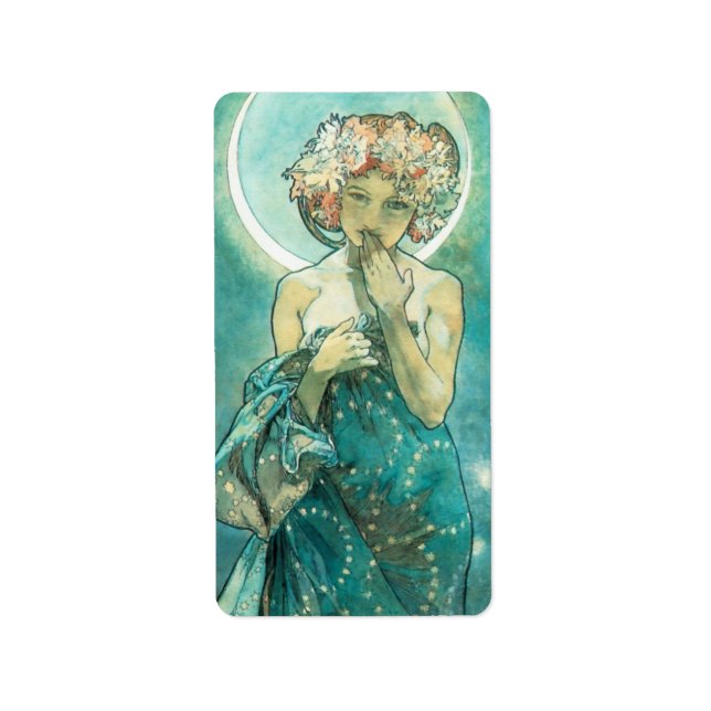Alphonse Mucha Moonlight Clair De Lune Art Nouveau Label (Front)
