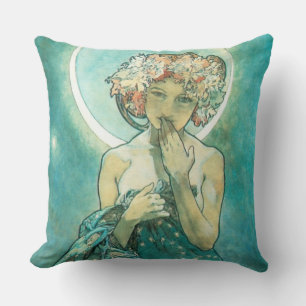Alphonse Mucha Moonlight Clair De Lune Art Nouveau Throw Pillow