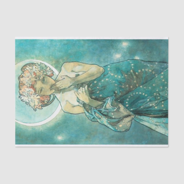 Alphonse Mucha Moonlight Clair De Lune Art Nouveau Tissue Paper (Front)