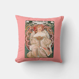 Alphonse Mucha Painting Throw Pillow