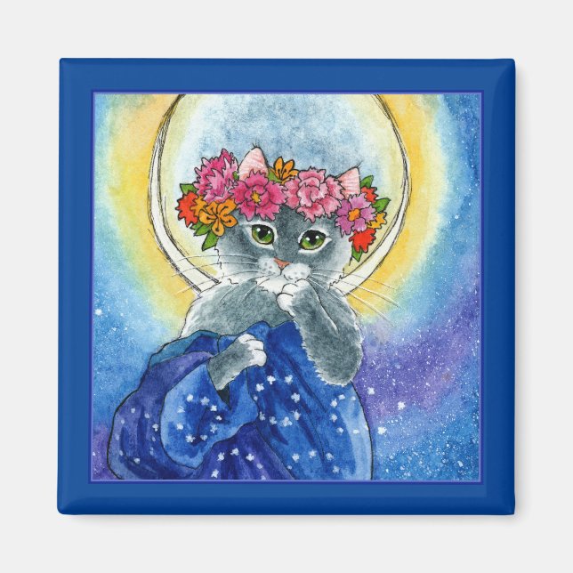Alphonse Mucha parodie Aimant de lune de fleur de  (Devant)
