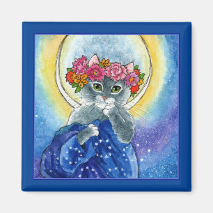 Alphonse Mucha parodie magnet de lune de fleur de 