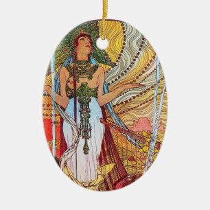 Alphonse Mucha Peacock art Ceramic Ornament