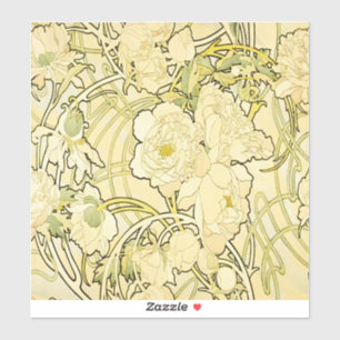 Alphonse Mucha Peonies Art Nouveau Floral Pattern
