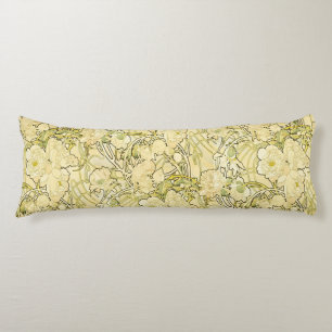 Alphonse Mucha Peonies Art Nouveau Floral Pattern Body Pillow