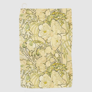 Alphonse Mucha Peonies Art Nouveau Floral Pattern Golf Towel
