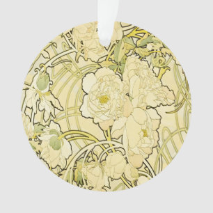 Alphonse Mucha Peonies Art Nouveau Floral Pattern Ornament