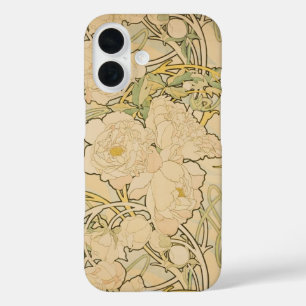 Alphonse Mucha Peonies Peony Roses Fawn 1897 iPhone 16 Case