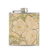 Alphonse Mucha Peonies Peony Roses Fawn 1897 flask