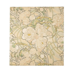 Alphonse Mucha Peonies Peony Roses Fawn 1897 Notepad
