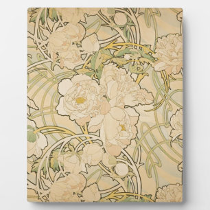 Alphonse Mucha Peonies Peony Roses Fawn 1897 Plaque