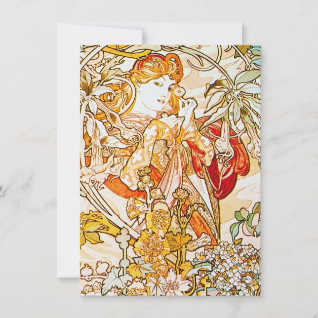 Alphonse Mucha -  Peonies Thank You Card (Front)