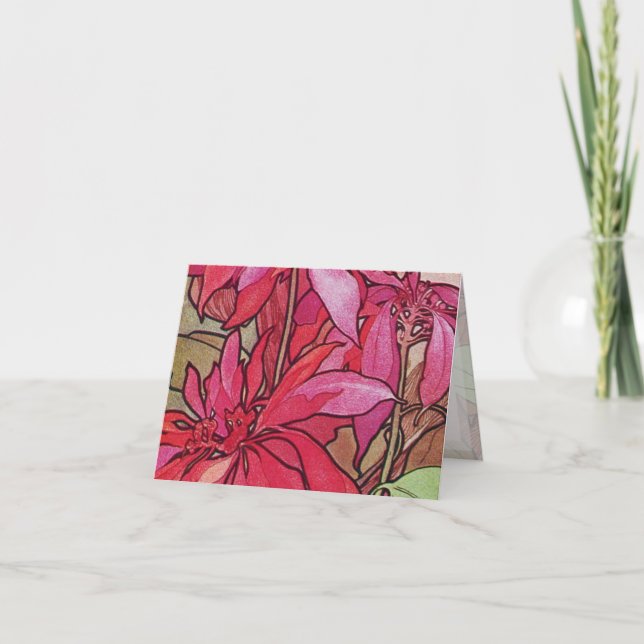 Alphonse Mucha Poinsettias Christmas Note Cards (Front)