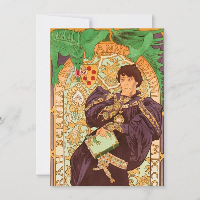 Alphonse Mucha Prince and Dragon Invitation (Front)