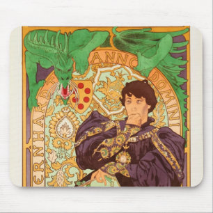 Alphonse Mucha Prince and Dragon Mouse Pad