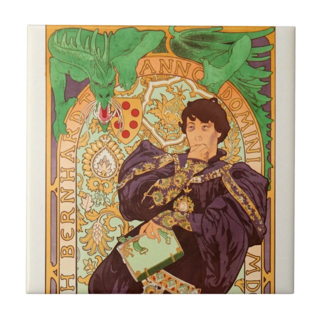 Alphonse Mucha Prince and Dragon Tile (Front)