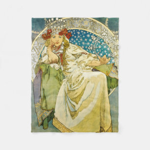 Alphonse Mucha Princess Hyacinth Art Nouveau Fleece Blanket