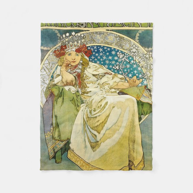 Alphonse Mucha Princess Hyacinth Fleece Blanket (Front)