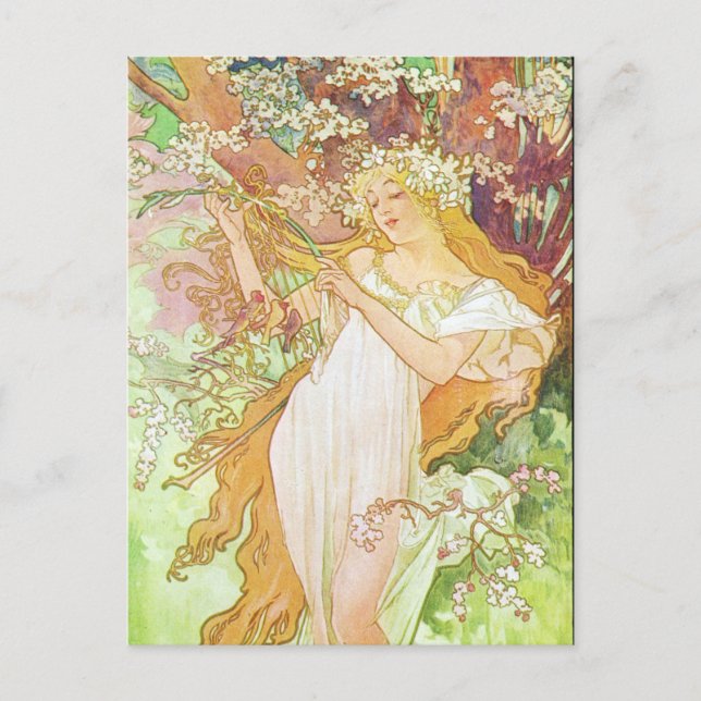 Alphonse Mucha Printemps/Spring, 1896 Postcard (Front)