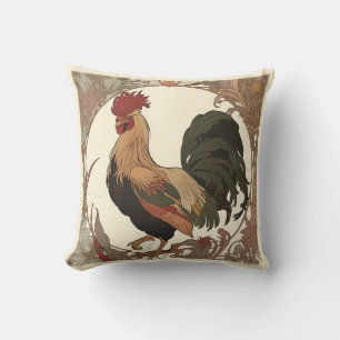 Alphonse Mucha - Rooster Throw Pillow