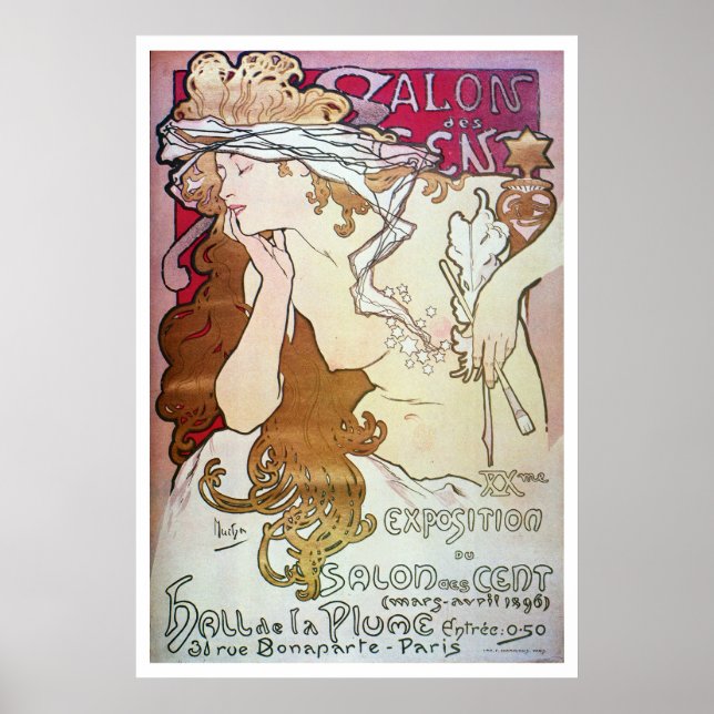 Alphonse Mucha. Salon Des Cent, 1896 Poster (Front)