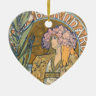 Alphonse Mucha - Sarah Bernhard Painting Ceramic Ornament