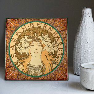 Alphonse Mucha Sarah Bernhardt Art Nouveau Vintage Tile