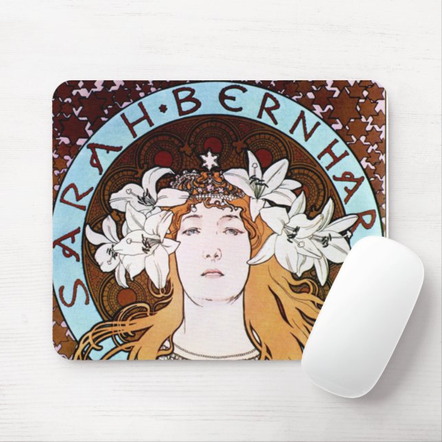 Alphonse Mucha - Sarah Bernhardt Mouse Pad (With Mouse)