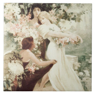 Alphonse Mucha Spirit of Spring  Tile