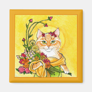 Alphonse Mucha spot Aimant fleurs de chat