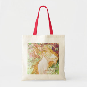 Alphonse Mucha Spring Floral Vintage Art Nouveau Tote Bag