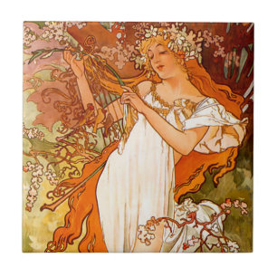 Alphonse Mucha Spring Tile