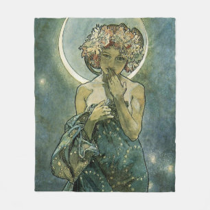 Alphonse Mucha Stunning Art Nouveau Woman #18 Fleece Blanket