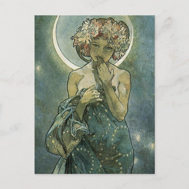 Alphonse Mucha Stunning Art Nouveau Woman #18 Postcard (Front)