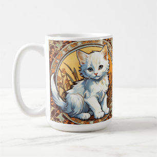 Alphonse Mucha Style Cat Coffee Mug