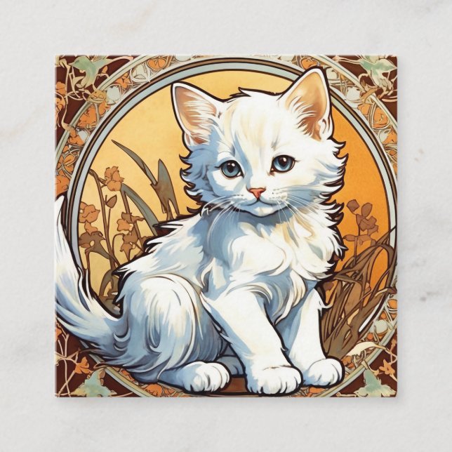 Alphonse Mucha Style Cat Enclosure Card (Front)