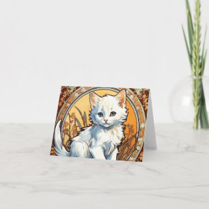 Alphonse Mucha Style Cat Invitation