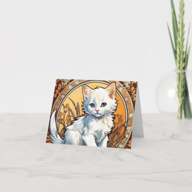Alphonse Mucha Style Cat Invitation (Front)