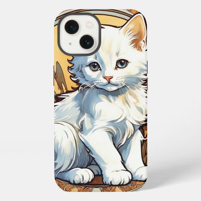 Alphonse Mucha Style Cat iPhone Case (Back)