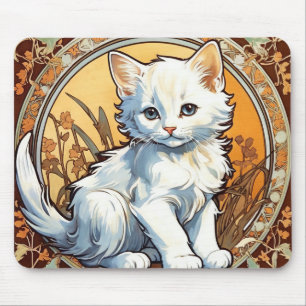 Alphonse Mucha Style Cat Mouse Pad