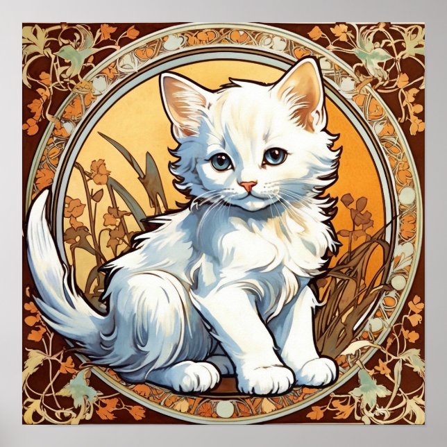 Alphonse Mucha Style Cat Poster (Front)