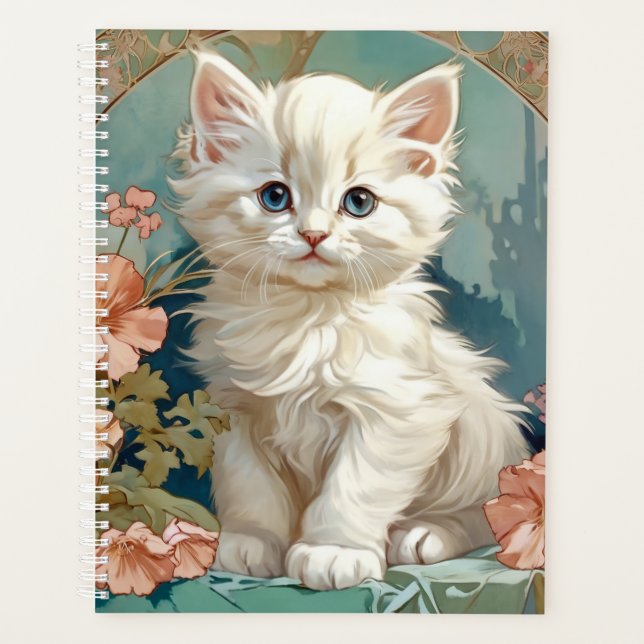 Alphonse Mucha Style Chat blanc (Devant)
