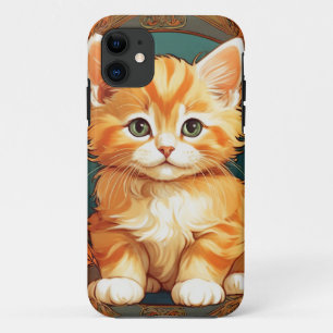 Alphonse Mucha Style Orange Cat iPhone 11 Case